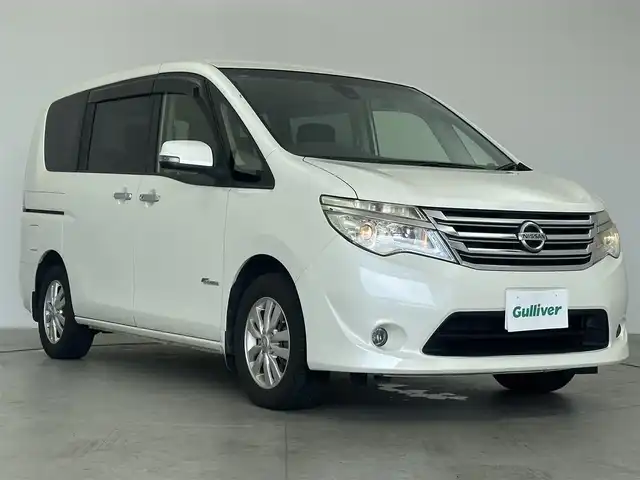 日産 セレナ 20X Sハイブリッド 愛知県 2015(平27)年 11.4万km ブリリアントホワイトパール 社外ECLIPSEナビ/(CD/DVD/BT/フルセグ)/両側パワースライドドア/前方ドラレコ/ETC/バックカメラ/横滑り防止/盗難防止/三列シート/ウォークスルー/スペアキー/社外フロアマット/純正アルミホイール/スタッドレス4本車載