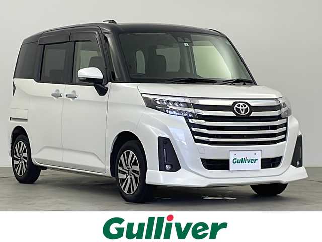 トヨタ ルーミー カスタムG 千葉県 2022(令4)年 1.6万km ブラックマイカメタリック/パールホワイト2トーン スマートアシスト/　・衝突回避・軽減ブレーキ機能 /・オートハイビーム/・誤発進抑制機能/・車線逸脱警報＆逸脱抑制制御/・先行車発進お知らせ機能/・進入禁止標識認識機能/レーダークルーズコントロール/コーナーセンサー /パノラミックビューモニター/両側パワースライドドア/純正7インチメモリナビ/　CD/DVD/BT/フルセグTV/電子パーキング/オートホールド/前席シートヒーター