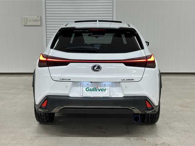 レクサス ＵＸ 250h Fスポーツ 熊本県 2019(平31)年 5万km ホワイトノーヴァガラスフレーク 禁煙車/ムーンルーフ/パノラミックビューモニター/Lexus Safety System＋/・プリクラッシュセーフティ/・レーントレーシングアシスト/・レーダークルーズコントロール/・オートハイビームアシスト/・ブラインドスポットモニター/・ヘッドアップディスプレイ/・クリアランスソナー/純正ナビ/・CD.DVD.SD.BT.USB/フルセグTV/黒本革シート/・前席パワーシート(シートメモリー付)/・前席シートヒーター/パワーバックドア/パドルシフト/ステアリングヒーター/ステアリングスイッチ/社外ドライブレコーダー（FR）/ビルトインETC2.0/LEDヘッドライト/LEDフォグランプ/電動パーキングブレーキ/オートホールド機能/純正18インチアルミホイール/純正フロアマット