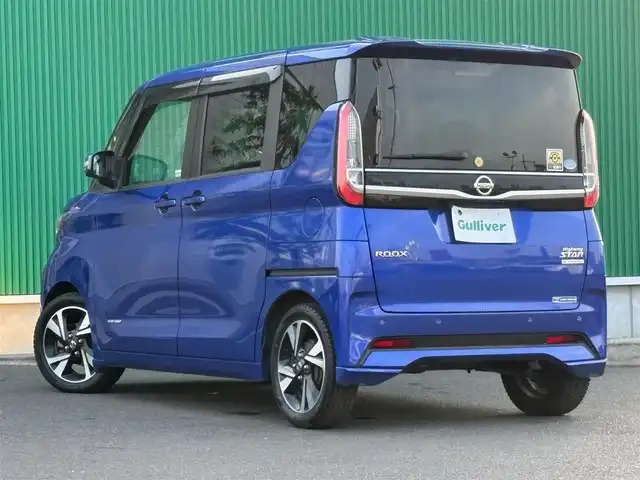 日産 ルークス HWS Gターボ プロパイロットED 宮城県 2020(令2)年 2.9万km アトランティックブルー 快適パックA/・プラズマクラスター付リアシーリングファン/・撥水加工シート/・パーソナルテーブル（後席）/・USBソケット（助手席シートバック）/・ロールサンシェード（リアドア）/＝＝＝/純正9型SDナビ/【CD・DVD・SD・BT・USB・フルセグTV】/アラウンドビューモニター/プロパイロット/レーダークルーズコントロール/純正ドライブレコーダー/社外レーダー/黒革調シートカバー/インテリジェントエマージェンシーブレーキ/踏み間違い衝突防止アシスト/インテリジェントLI（車線逸脱防止支援システム）/LDW（車線逸脱警報）/インテリジェントFCM（前方衝突予測警報）/インテリジェントDA（ふらつき警報）/標識検知機能/コーナーセンサー/ハンズフリー両側パワースライドドア/革巻きステアリング/ステアリングスイッチ/電動パーキングブレーキ/ブレーキホールド/アダプティブLEDヘッドランプ/フォグランプ/オートライト/スマートキー＆プッシュスタート/電動格納ミラー/純正15インチAW/フロアマット/W/サイド/カーテン/ニーエアバッグ