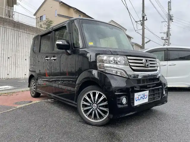 ホンダ Ｎ ＢＯＸ G ターボ SSパッケージ 福岡県 2014(平26)年 8.8万km スマートブラック (株)IDOMが運営する【じしゃロン八幡西店】の自社ローン専用車両になります。こちらは現金またはオートローンご利用時の価格です。自社ローンご希望の方は別途その旨お申付け下さい/スマートキー/純正メモリナビ /Bluetooth/ワンセグ/バックカメラ/両側パワースライドドア/クルーズコントロール/ウィンカーミラー/ETC/HID/オートライト