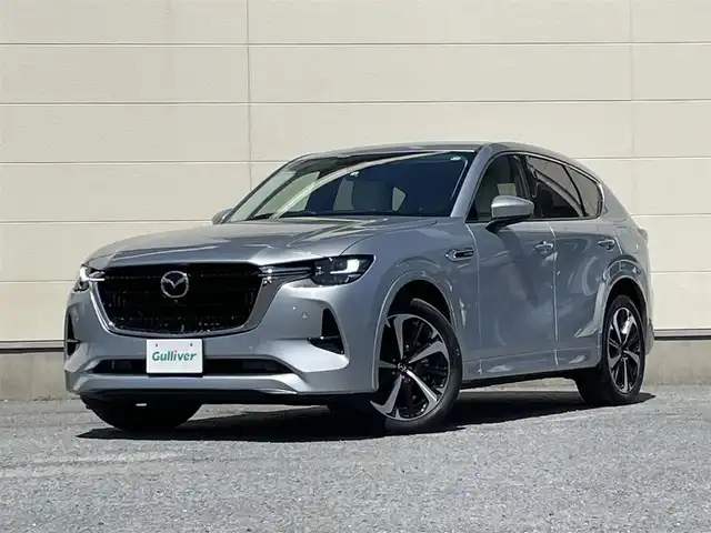 マツダ ＣＸ－６０ XD HV エクスクルーシブモダン 茨城県 2022(令4)年 1.4万km ソニックシルバーM 純正ナビ/革巻きステアリング/全方位カメラ/レーダークルーズコントロール/ヘッドアップディスプレイ/BSM/ホワイトレザーシート/パワーバックドア/メモリーパワーシート/前後シートヒーター/ベンチレーション/ステアリングヒーター/オートハイビーム/オートワイパー/HDMI/ETC/LEDヘッドライト