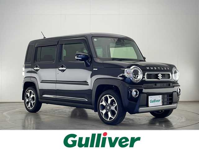 スズキ ハスラー HYBRID X ターボ 宮崎県 2024(令6)年 0.8万km ブルーイッシュブラックパール3 メーカーナビ　CD/DVD/AM/FM/SD/BT/Apple Car Play/Android Auto/スズキセーフティサポート/・デュアルカメラブレーキサポート(衝突軽減ブレーキ)/・後退時ブレーキサポート(衝突軽減ブレーキ)/・前方誤発進抑制機能/・後方誤発進抑制機能/・車線逸脱抑制機能/・車線逸脱警報機能/・ふらつき警報機能/・標識認識機能/・アダプティブクルーズコントロール/・先行車発進お知らせ機能/・ハイビームアシスト/・全方位バックカメラ/スマートキー　スペア1本/前後ドライブレコーダー/アイドリングストップ/コーナーセンサー/電動格納ミラー/シートヒーター/パドルシフト/フロアマット/ドアバイザー/ETC