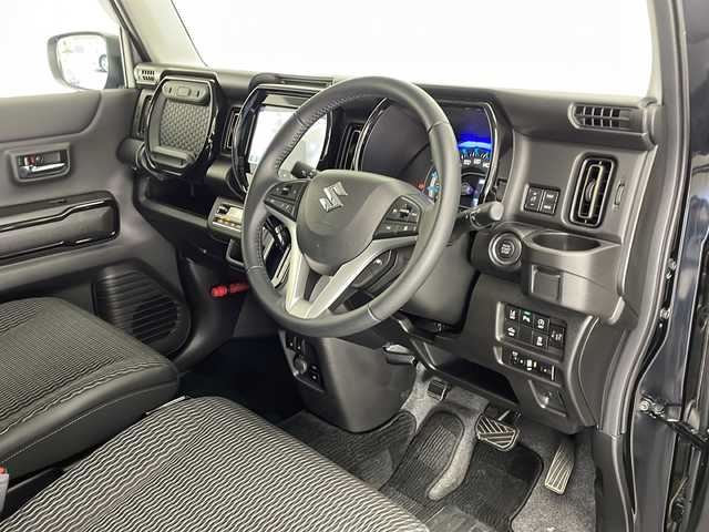 スズキ ハスラー HYBRID X ターボ 宮崎県 2024(令6)年 0.8万km ブルーイッシュブラックパール3 メーカーナビ　CD/DVD/AM/FM/SD/BT/Apple Car Play/Android Auto/スズキセーフティサポート/・デュアルカメラブレーキサポート(衝突軽減ブレーキ)/・後退時ブレーキサポート(衝突軽減ブレーキ)/・前方誤発進抑制機能/・後方誤発進抑制機能/・車線逸脱抑制機能/・車線逸脱警報機能/・ふらつき警報機能/・標識認識機能/・アダプティブクルーズコントロール/・先行車発進お知らせ機能/・ハイビームアシスト/・全方位バックカメラ/スマートキー　スペア1本/前後ドライブレコーダー/アイドリングストップ/コーナーセンサー/電動格納ミラー/シートヒーター/パドルシフト/フロアマット/ドアバイザー/ETC