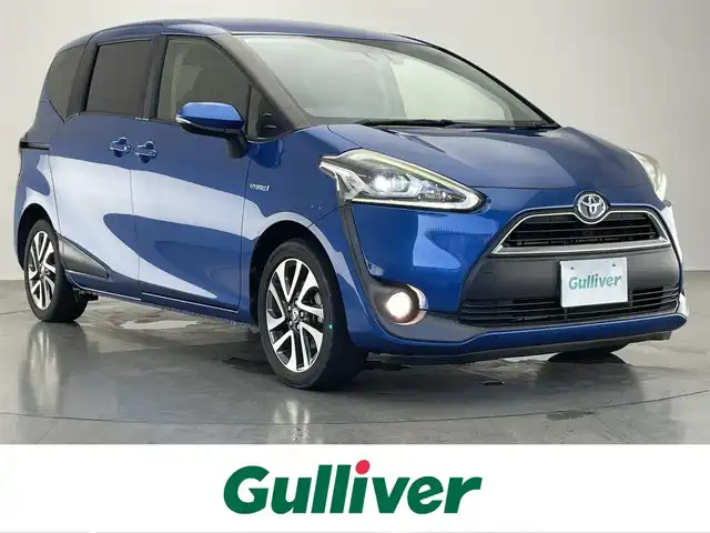 トヨタ シエンタ ハイブリッド G 愛知県 2015(平27)年 7.6万km コバルトブルーメタリック 純正ナビ　フルセグＴＶ　後席モニター　オートハイビーム　ＬＥＤオートライト　両側パワースライドドア　バックカメラ　シートヒーター　純正ＯＰ１６インチアルミ　衝突軽減装置　車線逸脱　フォグランプ　禁煙車