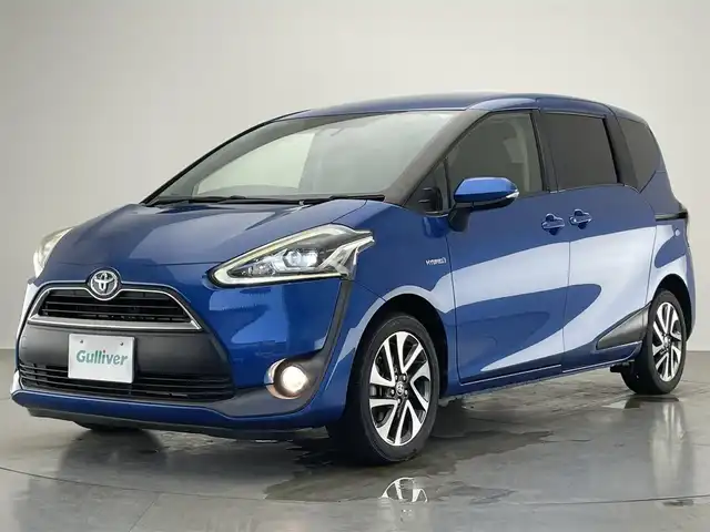 トヨタ シエンタ ハイブリッド G 愛知県 2015(平27)年 7.6万km コバルトブルーメタリック 純正ナビ　フルセグＴＶ　後席モニター　オートハイビーム　ＬＥＤオートライト　両側パワースライドドア　バックカメラ　シートヒーター　純正ＯＰ１６インチアルミ　衝突軽減装置　車線逸脱　フォグランプ　禁煙車