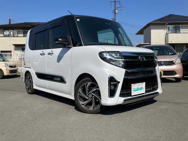 ダイハツ タント カスタム RS スタイルセレクション 静岡県 2021(令3)年 5.3万km ブラックマイカメタリック/シャイニングホワイトパール エンジンスタートボタン/スマートキー/アイドリングストップ/パワーウィンドウ/パワーステアリング/オートエアコン/クルーズコントロール/USB入力端子/ETC/SDナビ（CD.DVD.BT.フルセグ）/全方位カメラ/純正フロアマット/純正アルミホイール/D席N席シートヒーター/両側パワースライドドア/ABS/横滑り防止装置/レーンキープアシスト/盗難防止装置/オートライト/コーナーセンサー/W+サイドエアバック/衝突軽減システム/カーテンエアバック