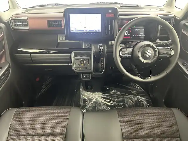 スズキ スペーシア カスタム HYBRID XS 埼玉県 2024(令6)年 0.5万km ピュアホワイトP 純正9インチナビ　CD DVD BT　フルセグ　全方位カメラ　レーダークルーズ　両側パワスラ　シートヒーター　ステアリングヒーター　ハーフレザー　LEDオートライト　クリアランスソナー　HUD　純正AW15インチ　アイドリングストップ　スペアキー