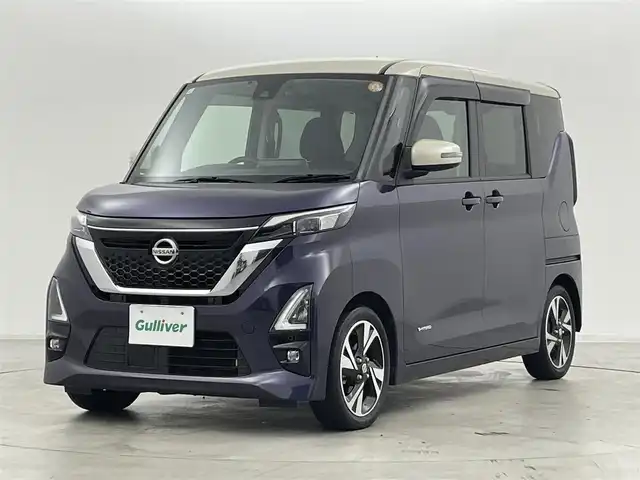 日産 ルークス HWS Gターボ プロパイロットED 群馬県 2021(令3)年 2.5万km パープルⅡ 快適パック/・プラズマクラスター技術搭載リヤシーリングファン/・パーソナルテーブル(後席)/・カップホルダー(9個)/・ロールサンシェード/・撥水加工シート/＝＝＝＝＝/純正9インチナビ（MM320D-L）/・AM/FM/CD/DVD/フルセグTV/Bluetooth/アラウンドビューモニター/ハンズフリーパワースライドドア(挟み込み防止機能付)/プロパイロット/インテリジェント エマージェンシーブレーキ/インテリジェントFCW（前方衝突予測警報）/インテリジェントLI（車線逸脱防止支援システム）/LDW（車線逸脱警報/インテリジェント DA（ふらつき警報）/踏み間違い衝突防止アシスト/標識検知機能（進入禁止標識検知、最高速度標識検知、一時停止標識検知）/先行車発進お知らせ/フロント&バックソナー/ETC