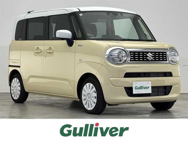 スズキ ワゴンＲ スマイル HYBRID S 滋賀県 2024(令6)年 0.8万km シフォンアイボリーメタリック 禁煙車/純正9型ナビ/（CD/DVD/Bluetooth/USB/Apple Car Play/Android Auto/フルセグTV)/全方位カメラ/両側パワースライドドア/運転席シートヒーター/デュアルカメラブレーキサポート/車線逸脱警報/リアソナー/オートライト/オートハイビーム/アイドリングストップ/プッシュスタート/スマートキー×２