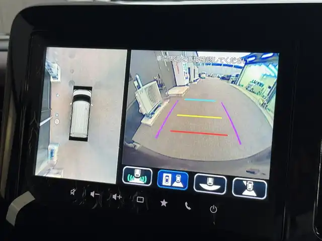 スズキ スペーシア カスタム HYBRID XS 滋賀県 2024(令6)年 0.4万km ブルーイッシュブラックパール3 禁煙車/純正9型ディスプレイオーディオ/（フルセグTV/BT/AppleCarplay/AndroidAuto/FM/AM）/スズキセーフティサポート/・デュアルセンサーブレーキサポートII/・低速時ブレーキサポート（前進・後退）/・誤発進抑制機能（前方・後方）/・車線逸脱警報機能/・車線逸脱抑制機能/・車線維持支援機能/・アダプティブクルーズコントロール（全車速追従・停止保持機能付き）/・標識認識機能/・発進お知らせ機能/・ハイビームアシスト/・パーキングセンサー（前後）/全方位カメラ/ハーフレザーシート/前席シートヒーター/ステアリングヒーター/革巻きステアリング/リアサーキュレーター/LEDヘッドライト/フォグランプ