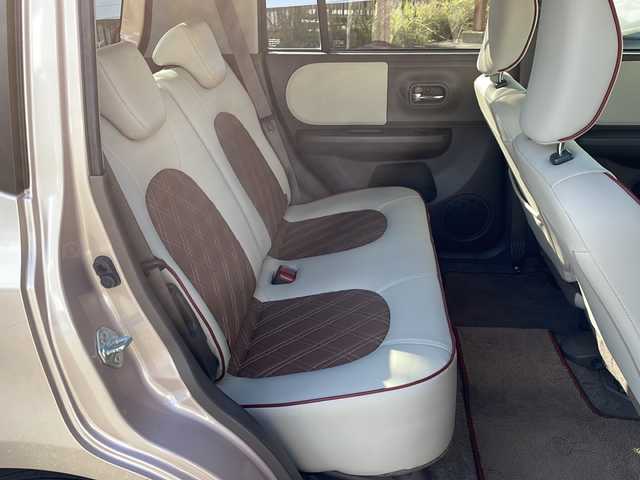 スズキ ラパン ショコラ X 山口県 2014(平26)年 8.9万km シャンパンピンクPM 純正ナビ/SD/BT/AUX/ワンセグTV/バックカメラ/ベージュツートン革シート/純正HIDヘッドライト/オートライト/革巻きステアリング/アイドリングストップ/スマートキー/純正フロアマット/純正ドアバイザー/ETC/電動格納ウインカードアミラー