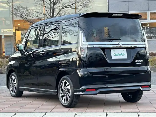 スズキ ソリオ バンディット HV MV 福島県 2025(令7)年 0.1千km スーパーブラックパール デュアルセンサーブレーキサポート/・スズキコネクト対応通信機装着車/・アダプティブクルーズコントロール/・車線維持支援機能/純正メモリナビゲーション/（AM/FM/Bluetooth/CarPlay/フルセグTV）/全方位カメラ/ヘッドアップディスプレイ/両側パワースライドドア/前後ソナーセンサー/LEDヘッドライト/・オートライト/・フォグランプ/スマートキー/・プッシュスタート/・スペアキー/前席シートヒーター/オートホールド/アイドリングストップ