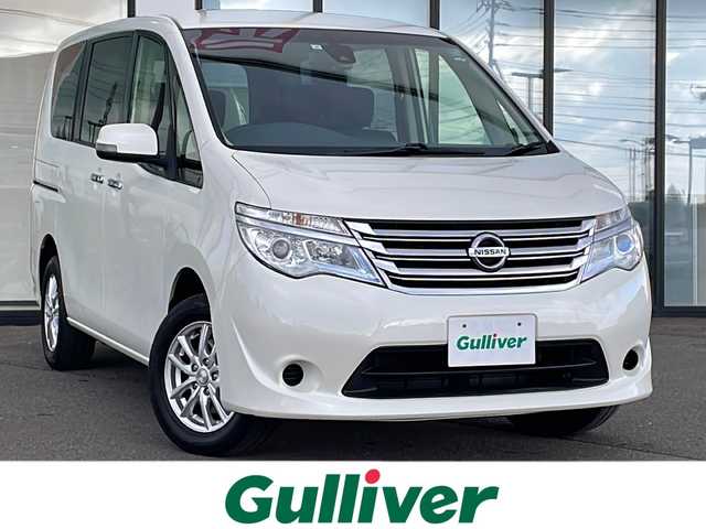 日産 セレナ 20X Vセレクション+セーフティ 道南・函館 2015(平27)年 6.8万km ブリリアントホワイトパール ・衝突被害軽減ブレーキ/・クルーズコントロール/・レーンキープアシスト/・純正ＳＤナビ（ＣＤ，ＤＶＤ，ＢＴ）/・フルセグＴＶ/・純正AWスタッドレスタイヤ積込/・両側パワースライドドア/・オートライト/・スマートキー/・エンジンプッシュスタート