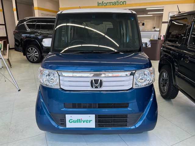 ホンダ Ｎ ＢＯＸ 2トーン G Lパッケージ 東京都 2014(平26)年 8.9万km プレミアムダイナミックブルーパール フルセグテレビ/バックカメラ/アイドリングストップ/ETC/片側パワースライド/プラズマクラスター搭載オートエアコン/UVカットガラス/プライバシーガラス/HIDヘッドライト/トラクションコントロール/純正14センチアルミホイール/チップアップシート/フルセグテレビ（走行中視聴可能）/純正メモリナビ（Gathers 型番VXM-145VFi Bluetooth接続、CDチェンジャー、ミュージックプレイヤー接続）/プッシュスタート