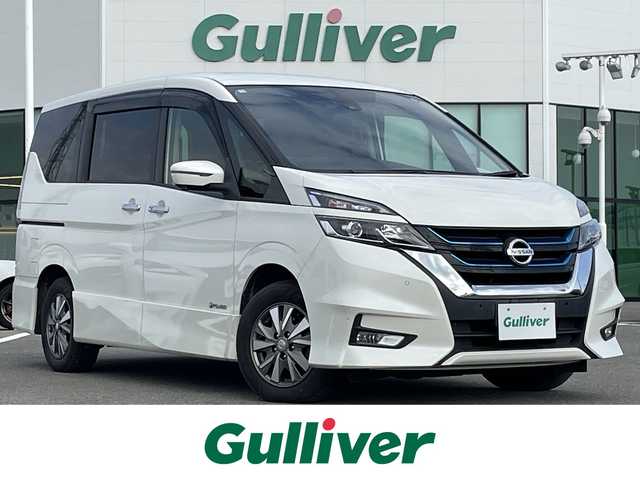 日産 セレナ e－パワー ハイウェイスター V 佐賀県 2018(平30)年 8万km ブリリアントホワイトパール 純正9インチSDナビゲーション/・フルセグTV/CD/DVD/SD/USB/Bluetooth/フリップダウンモニター/アラウンドビューモニター/前方ドライブレコーダー/ビルトインETC/インテリジェントパーキングアシスト/両側パワースライドドア/電子パーキングブレーキ/・AUTO HOLD機能/後席エアコン(温度調整無し)/後席サンシェード/ISOFIX対応/革巻きステアリング/ステアリングリモコン/純正15インチアルミホイール/純正LEDヘッドライト/純正フォグランプ/純正フロアマット/純正ドアバイザ―/新車保証書/取扱説明書/スペアキー１本/プロパイロット/・インテリジェントクルーズコントロール/・エマージェンシーブレーキ/・レーンディパーチャーワーニング/・前後クリアランスソナー/・標識検知機能/・ふらつき警報