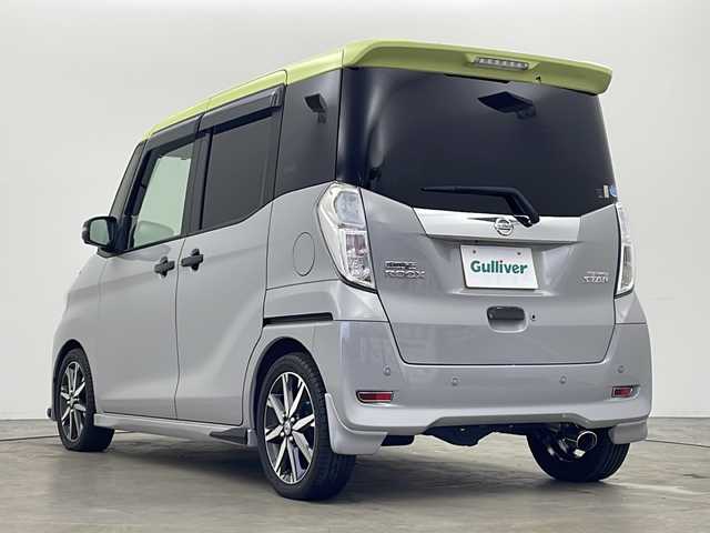 日産 デイズ ルークス ハイウェイスター Gターボ 秋田県 2018(平30)年 6.5万km レモンライム/エアグレー 4WD/エマージェンシーブレーキ　/純正SDナビ　/　　CD/DVD/BT/フルセグTV/アラウンドビューモニター　/両側パワースライドドア　/クルーズコントロール　/LEDオートライト　/ハーフレザーシート　/運転席シートヒーター　/純正15インチアルミホイール　/オートマチックハイビーム/アイドリングストップ/スマートキー/ETC