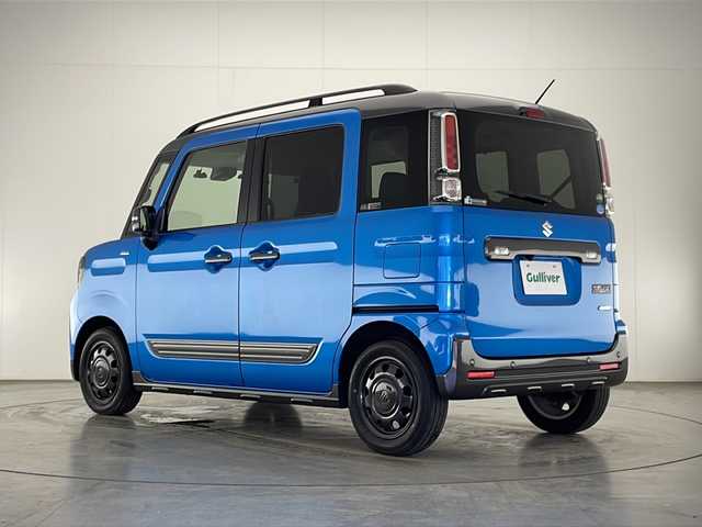 スズキ スペーシア ギア HYBRID XZターボ 宮崎県 2018(平30)年 4.8万km ブリスクブルーメタリック/ガンメタリック2トーンルーフ ツートンカラー/SUZUKI Safety Support/〇デュアルカメラブレーキサポート/〇誤発進抑制機能（前方・後方）/〇後退時ブレーキサポート/〇車線逸脱警報機能/〇車線逸脱抑制機能/〇ふらつき警報機能/〇標識認識機能/〇オートマチックハイビーム/〇コーナーセンサー/純正7インチディスプレイオーディオ（PVH-9300DVSZS）/バックカメラ/両側パワースライドドア/シートヒーター/クルーズコントロール/パドルシフト/アイドリングストップ/ドライブレコーダー/スマートキー×２/