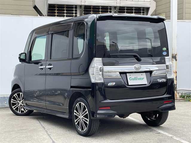 ダイハツ タント カスタム RS トップED SA 青森県 2014(平26)年 8.4万km ブラックマイカメタリック 4WD/社外ナビ/ (CD/DVD/USB)/フルセグTV/バックカメラ/両側パワースライドドア /アイドリングストップ/スマートアシスト/・衝突軽減ブレーキ/・前方誤発進抑制/・先行車発進お知らせ/ステアリングリモコン/革巻ステアリング/ETC/オートライト/LEDヘッドライト/フォグランプ/横滑り防止/純正フロアマット/純正ドアバイザー/15インチ純正アルミホイール/取扱説明書/保証書