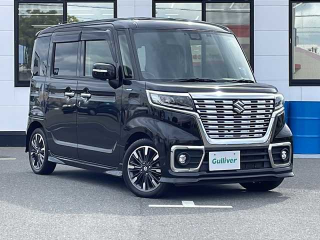 スズキ スペーシア カスタム HYBRID XS ターボ 山口県 2020(令2)年 5.9万km ブルーイッシュブラックパール3 純正SDナビ【CN-RZ856】/全周囲カメラパッケージ/フルセグテレビ/Bluetooth/ETC/ドライブレコーダー/プッシュスタート/アイドリングストップ/両側パワースライドドア/ハーフレザーシート/シートヒーター/USB端子/電動格納ウィンカーミラー/コーナーセンサー/ドアバイザー/純正フロアマット/クルーズコントロール/スズキセーフティサポート/・横滑り防止装置/・盗難防止装置/・レーンアシスト/・衝突被害軽減システム/純正アルミホイール