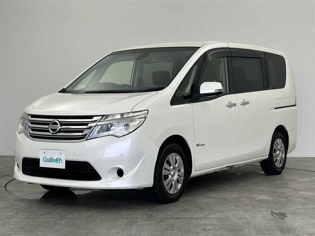 日産 セレナ 20X S HV Aセーフティ 群馬県 2014(平26)年 9.3万km ブリリアントホワイトパール フリップダウンモニター　純正７インチナビ　アラウンドビューモニター　エマージェンシーブレーキ　片側パワースライドドア　クルーズコントロール　ステアリングリモコン　ETC　スマートキー　禁煙車