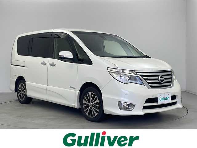 日産 セレナ HWS S HV Vセレ +SeftyⅡ 新潟県 2016(平28)年 7.9万km ブリリアントホワイトパール 　純正ナビ/　フルセグテレビ/Bluetooth/　バックカメラ/　フリップダウンモニター/　ウィンカーミラー/　クルーズコントロール/　ドアバイザー/　プッシュスタート/　両側パワースライドドア/　ETC/　LEDヘッドライト/　オートライト