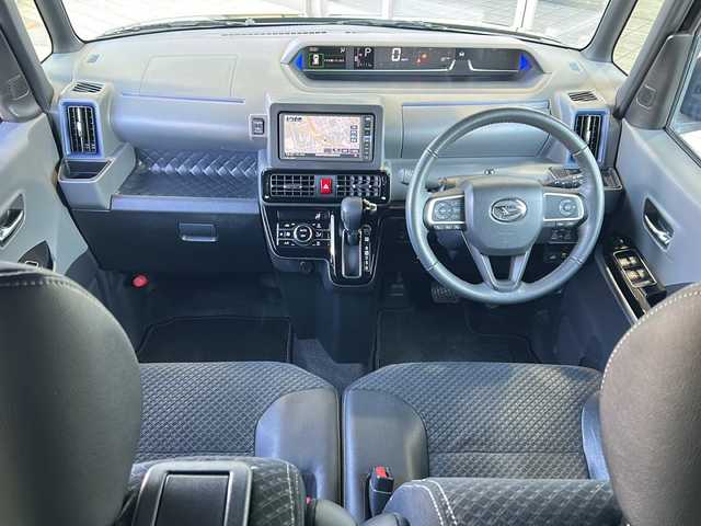 ダイハツ タント カスタム RS 静岡県 2019(令1)年 5.5万km ブラックマイカメタリック 【安全装備】/スマートアシスト/衝突回避・軽減ブレーキ機能 /（車速約4km/hから80km/h間時警報アラーム喚起作動/（前車相対速度約30km/h未満時衝突回避機能作動）/（前車相対速度約30km/hから80km/h時衝突軽減ブレーキ作動）/（対歩行者：車速約30km/h未満時回避機能作動、50km/h未満時軽減機能作動）/オートハイビーム（作動車速：約25km/h以上時）/誤発進抑制機能（障害物検知範囲前方4m以内・後方3m以内）/車線逸脱警報＆逸脱抑制制御（作動車速：約60km/h以上時）/先行車発進お知らせ機能/進入禁止標識認識機能/【主要装備】/純正ナビ　/フルセグテレビ　/アラウンドビューモニター　/ＥＴＣ　/両側パワースライドドア　/前席シートヒーター　/ハーフレザーシート　/スマートキー　/プッシュスタート　/ＬＥＤ　/後席モニター　/アイドリングストップ