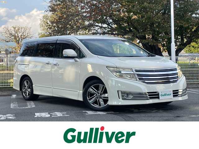 日産 エルグランド ライダー 黒クロス マニュアル 静岡県 2010(平22)年 11.3万km ブリリアントホワイトパール １オーナー　/純正ナビ（HC510D-W）/地デジ　/Bカメラ　/純正後席モニター/両側パワスラ　/木目調パネル　/ハーフレザーシート/ETC　/オートライト　/オーテック18インチAW　/ウィンカーミラー　/スマートキー　/スペアキー　/保証書　/取説