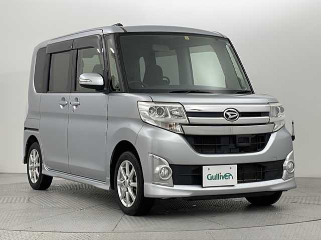 ダイハツ タント カスタム X SA 新潟県 2014(平26)年 3.2万km ブライトシルバーメタリック 衝突被害軽減ブレーキ/社外HDDナビ/　　CD/AM/FM/ワンセグ//バックモニター/片側パワースライドドア/HIDオートライト/純正アルミホイール付/アイドリングストップ/純正フロアマット/ドアバイザー/後席サンシェード/スマートキー