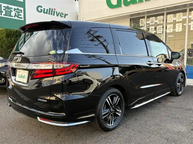 ホンダ オデッセイ ハイブリッド 愛知県 2017(平29)年 4.5万km クリスタルブラックパール ワンオーナー/ホンダセンシング車/両側パワースライドドア/アルパインフィリップダウンモニター/クルコン/パワーシート/純正ナビ/フルセグテレビ/Bluetooth/ビルトインETC/ドラレコ前後/ハーフレザーシート/ブラインドスポットインフォメーション（側後方検知機能）/CMBS/LKAS/AC100V/バックカメラ/純正アルミホイール/純正マット/プッシュスタート/取説、保証書あります。