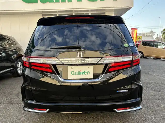 ホンダ オデッセイ ハイブリッド 愛知県 2017(平29)年 4.5万km クリスタルブラックパール ワンオーナー/ホンダセンシング車/両側パワースライドドア/アルパインフィリップダウンモニター/クルコン/パワーシート/純正ナビ/フルセグテレビ/Bluetooth/ビルトインETC/ドラレコ前後/ハーフレザーシート/ブラインドスポットインフォメーション（側後方検知機能）/CMBS/LKAS/AC100V/バックカメラ/純正アルミホイール/純正マット/プッシュスタート/取説、保証書あります。