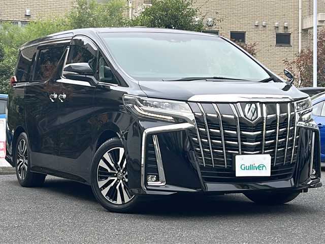 トヨタ アルファード S Cパッケージ 埼玉県 2021(令3)年 5.9万km ブラック 登録時58875km/Wサンルーフ/フリップダウンモニター/純正ディーラーオプションナビ/　AM/FM/CD/DVD/Bluetooth/フルセグ/Miracast/レザーシート/パワーシート（前席）/メモリーシート/シートヒーター/エアシート/クルーズコントロール/レーンキープアシスト/衝突軽減防止装置/横滑り防止機能/バックカメラ/両側パワースライドドア/LEDオートライト/オートハイビーム/フォグランプ/ブラインドスポットモニター/クリアランスソナー/パワーバックドア/デジタルインナーミラー/オットマン（N席、2列目）/ステアリングスイッチ/ステアリグヒーター/純正18インチアルミホイール/パーキングブレーキホールド/電動格納ミラー/ウィンカーミラー/ドアバイザー/プッシュスタート/スマートキー×2/取扱説明書/ナビ取扱説明書