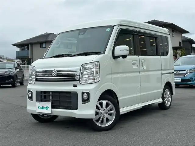 スズキ エブリィ ワゴン PZターボ スペシャル 静岡県 2017(平29)年 0.9万km パールホワイト エンジンスタートボタン/パワーステアリング/パワーウィンドウ/スマートキー/Bluetooth接続/CDチェンジャー/USB入力端子/フルセグTV/DVD再生機能ありナビ/ベンチシート/純正フロアマット/両側パワースライドドア/ABS/横滑り防止装置/盗難防止装置/オートライト/キセノンヘッドライト/ダブルエアバック/衝突軽減システム/左側オートステップ