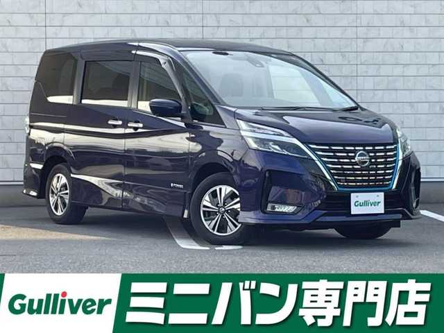 日産 セレナ e－パワー ハイウェイスター V 福岡県 2021(令3)年 1.6万km アズライトブルー プロパイロット純正10型ナビゲーション（CD/DVD/フルセグ/BT)エマージェンシーブレーキレーンキープアシスト両側パワースライドドアアラウンドビューモニターBSMインテリジェントルームミラードライブレコーダーLEDヘッドライトオートライト純正AWETC