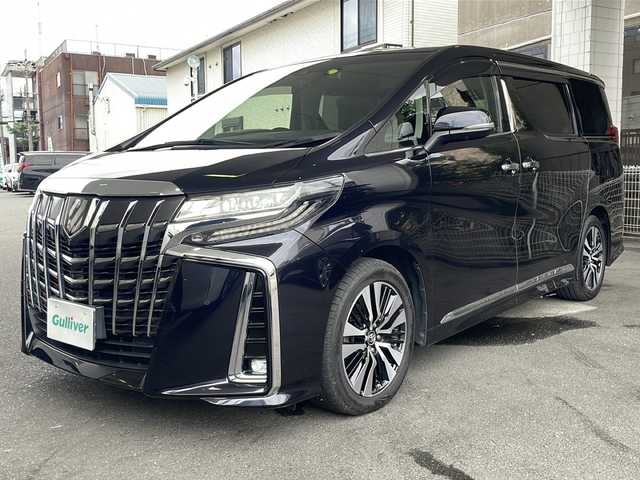 トヨタ アルファード S Cパッケージ 京都府 2018(平30)年 9.3万km スパークリングブラックパールクリスタルシャイン 純正9インチメーカーナビ/パノラミックビューモニター/フルセグTV/Bluetooth/HDMI/SD/USB/AUX/JBLサウンド/BSM/リアエンターテインメントシステム/　(フリップダウンモニター)/デジタルインナーミラー/3眼LEDヘッドライト/電動リアゲート/ステアリングヒーター/両側パワースライドドア/D席ポジションメモリー/パワーシート/シートヒーター/エアーシート/ビルトインETC2.0/ドライブレコーダー/後席サンシェード/純正ドアバイザー/純正フロアマット/電動パーキングブレーキ/禁煙車