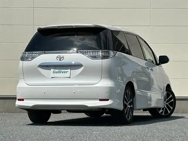 トヨタ エスティマ アエラス レザーパッケージ 茨城県 2015(平27)年 6.9万km ホワイトパールクリスタルシャイン プッシュスタート/MT付きAT/スマートキー/Wエアコン/クルーズコントロール/SDナビ（DVD再生機能あり）/フルセグTV/ビルトインETC/carrozzeriaフリップダウンモニター/格納式サードシート/D席パワーシート/純正フロアマット/両側パワースライドドア/純正アルミホイル/前後クリアランスソナー/オートライト/Wエアバック