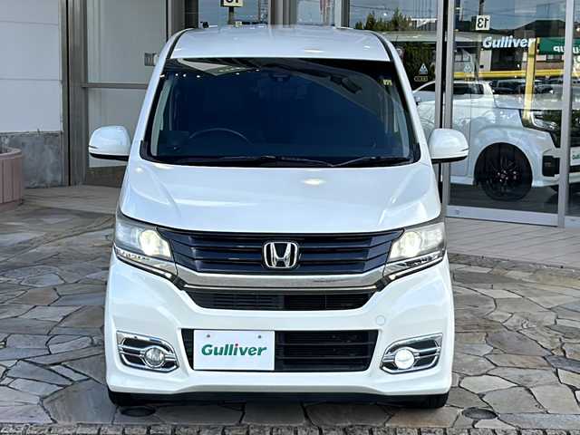 ホンダ Ｎ ＷＧＮ カスタム G ターボパッケージ 静岡県 2013(平25)年 7万km プレミアムホワイトパール 社外ナビ（AM FM DTV SD VTR ハンズフリー HDMI）/クルーズコントロール/社外アルミホイール/ハーフレザーシート/ETC/USB入力端子/パドルシフト/レーダー探知機/ステアリングリモコン/プッシュスタート/スマートキー/W＋サイドエアバッグ/カーテンエアバッグ/ABS /横滑り防止装置/盗難防止装置/オートライト/キノセンヘッドライト