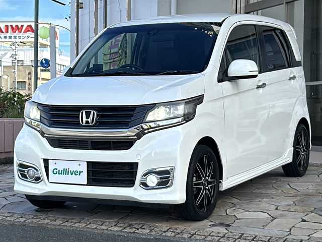 ホンダ Ｎ ＷＧＮ カスタム G ターボパッケージ 静岡県 2013(平25)年 7万km プレミアムホワイトパール 社外ナビ（AM FM DTV SD VTR ハンズフリー HDMI）/クルーズコントロール/社外アルミホイール/ハーフレザーシート/ETC/USB入力端子/パドルシフト/レーダー探知機/ステアリングリモコン/プッシュスタート/スマートキー/W＋サイドエアバッグ/カーテンエアバッグ/ABS /横滑り防止装置/盗難防止装置/オートライト/キノセンヘッドライト
