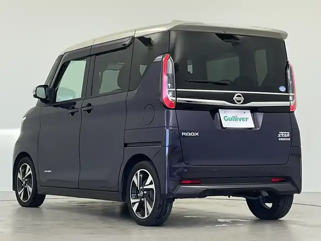日産 ルークス HWS Gターボ プロパイロットED 岐阜県 2020(令2)年 6.2万km パープルＭ 純正9インチディスプレイオーディオ/AppleCarPlay /AndroidAuto /Bluetooth /HDMI/FM AM/USB/ナビ・ドラレコ連動機能/iPod/アラウンドビューモニター/両側パワースライドドア/革巻きステアリング/ステアリングリモコン/ビルトインETC/プロパイロット/エマージェンシーブレーキ/車線逸脱警報/車線逸脱防止支援/ハンドル支援/速度標識認識機能/道路標識認識機能/先行車発進お知らせ機能/ふらつき警報/フロントソナー/リアソナー/タイヤアングルガイド