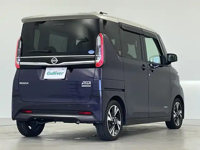 日産 ルークス HWS Gターボ プロパイロットED 岐阜県 2020(令2)年 6.2万km パープルＭ 純正9インチディスプレイオーディオ/AppleCarPlay /AndroidAuto /Bluetooth /HDMI/FM AM/USB/ナビ・ドラレコ連動機能/iPod/アラウンドビューモニター/両側パワースライドドア/革巻きステアリング/ステアリングリモコン/ビルトインETC/プロパイロット/エマージェンシーブレーキ/車線逸脱警報/車線逸脱防止支援/ハンドル支援/速度標識認識機能/道路標識認識機能/先行車発進お知らせ機能/ふらつき警報/フロントソナー/リアソナー/タイヤアングルガイド