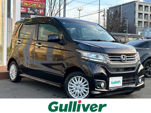 ホンダ Ｎ ＷＧＮ カスタム G Aパッケージ 道央・札幌 2015(平27)年 4.7万km プレミアムゴールドパープルパール ・４WD/・衝突軽減ブレーキ/・純正ナビ/　CD＆DVD＆BT＆USB＆TV/・バックカメラ/・ハーフレザーシート/・オートエアコン/・オートライト/・電動格納ミラー/・クルーズコントロール/・プッシュスタート/・スマートキー/・社外エンジンスターター/・前後ドライブレコーダー/・純正AW＆夏タイヤ積込/・ミラーヒーター/・純正フロアマット/・ドアバイザー/・ウィンカーミラー/・フォグライト/・LEDヘッドライト