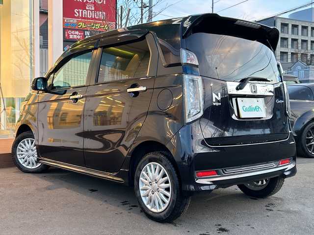 ホンダ Ｎ ＷＧＮ カスタム G Aパッケージ 道央・札幌 2015(平27)年 4.7万km プレミアムゴールドパープルパール ・４WD/・衝突軽減ブレーキ/・純正ナビ/　CD＆DVD＆BT＆USB＆TV/・バックカメラ/・ハーフレザーシート/・オートエアコン/・オートライト/・電動格納ミラー/・クルーズコントロール/・プッシュスタート/・スマートキー/・社外エンジンスターター/・前後ドライブレコーダー/・純正AW＆夏タイヤ積込/・ミラーヒーター/・純正フロアマット/・ドアバイザー/・ウィンカーミラー/・フォグライト/・LEDヘッドライト