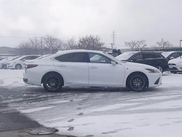 レクサス ＥＳ 300h Fスポーツ 山形県 2019(平31)年 5.9万km ホワイトノーヴァガラスフレーク 4WD/衝突被害軽減システム/サンルーフ/純正メモリナビ/　　【CD DVD BT フルセグ USB AUX】/レーダークルーズコントロール/LEDオートライト/レザーシート/シートヒーター/エアシート/パワーシート/純正18インチアルミホイール/コーナーセンサー/ステアリングヒーター/ステアリングスイッチ/パドルシフト/電動格納ウィンカーミラー/スマートキー/カードキー/ETC2.0