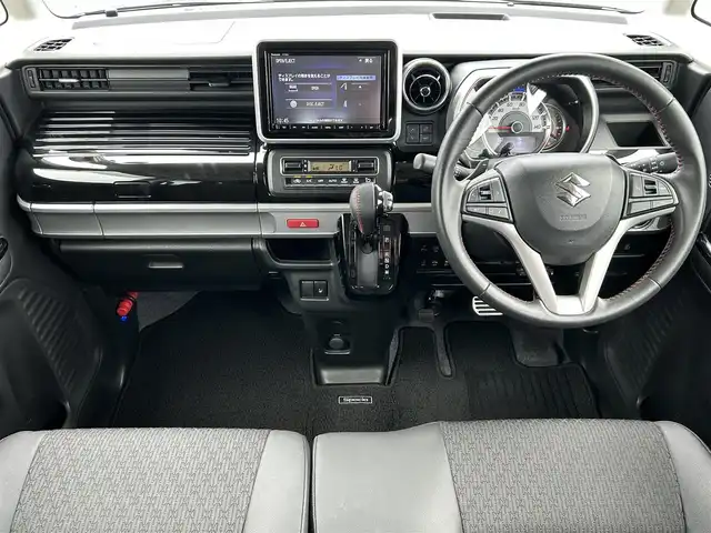 スズキ スペーシア カスタム HYBRID XS ターボ 島根県 2018(平30)年 1.9万km ブレイブカーキP ８インチ純正ＳＤナビ/フルセグTV/DVD再生/Ｂｌｕｅｔｏｏｔｈオーディオ/全方位/バック/サイドカメラ/前方ドライブレコーダー/後方コーナーセンサー/ＥＴＣ/両側パワースライドドア/クルーズコントロール/衝突被害軽減ブレーキ/横滑り防止装置/レーンキープアシスト/リアサーキュレーター/ハーフレザーシート/D席シートヒーター/アイドリングストップ/純正LEDヘッドライト/純正フロアマット/純正15インチアルミホイール
