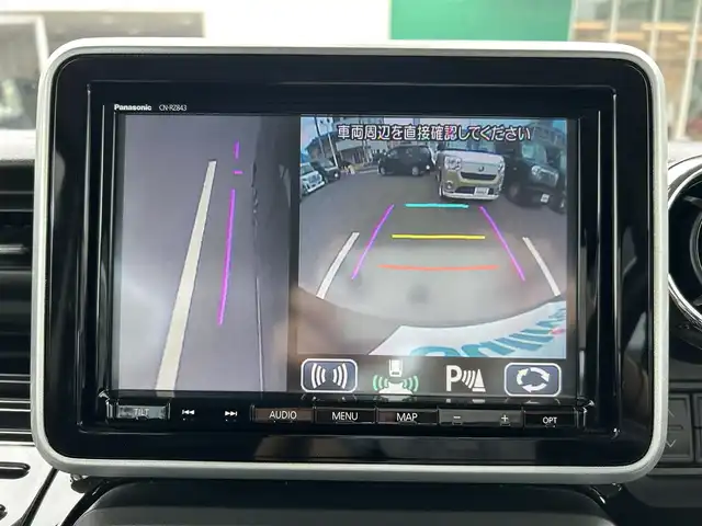 スズキ スペーシア カスタム HYBRID XS ターボ 島根県 2018(平30)年 1.9万km ブレイブカーキP ８インチ純正ＳＤナビ/フルセグTV/DVD再生/Ｂｌｕｅｔｏｏｔｈオーディオ/全方位/バック/サイドカメラ/前方ドライブレコーダー/後方コーナーセンサー/ＥＴＣ/両側パワースライドドア/クルーズコントロール/衝突被害軽減ブレーキ/横滑り防止装置/レーンキープアシスト/リアサーキュレーター/ハーフレザーシート/D席シートヒーター/アイドリングストップ/純正LEDヘッドライト/純正フロアマット/純正15インチアルミホイール