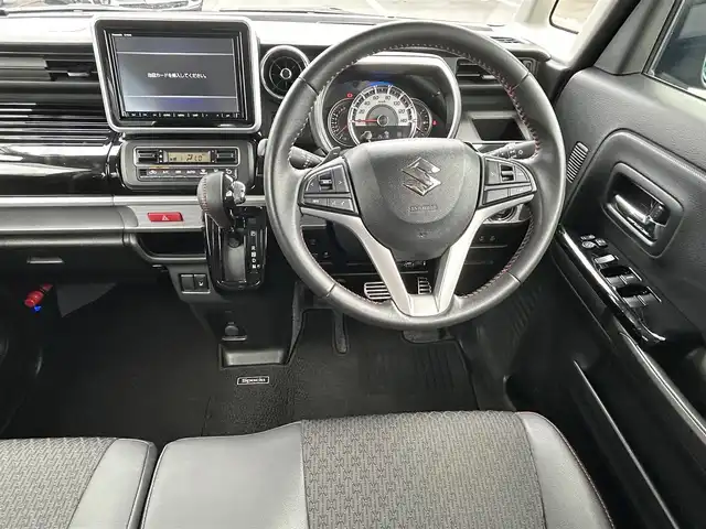 スズキ スペーシア カスタム HYBRID XS ターボ 島根県 2018(平30)年 1.9万km ブレイブカーキP ８インチ純正ＳＤナビ/フルセグTV/DVD再生/Ｂｌｕｅｔｏｏｔｈオーディオ/全方位/バック/サイドカメラ/前方ドライブレコーダー/後方コーナーセンサー/ＥＴＣ/両側パワースライドドア/クルーズコントロール/衝突被害軽減ブレーキ/横滑り防止装置/レーンキープアシスト/リアサーキュレーター/ハーフレザーシート/D席シートヒーター/アイドリングストップ/純正LEDヘッドライト/純正フロアマット/純正15インチアルミホイール