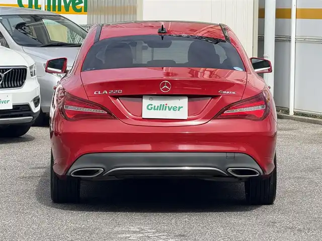 メルセデス・ベンツ ＣＬＡ２２０ 4MATIC 愛知県 2018(平30)年 7.4万km ジュピターレッド /正規ディーラー車//禁煙車//プレミアムパッケージ//パノラミックスライディングルーフ//harmankardon//メーカーナビ//フルセグ/USB/Bluetooth//SD/CD/DVD/MSV//ステアリング連動リアビューカメラ//ETC//360°ドライブレコーダー//黒革シート//メモリー式パワーシート/ランバーサポート//シートヒーター//レーダーセーフティパッケージ//ディスタンスアシスト//ブラインドスポットアシスト//アクティブレーンキーピング//アクティブブレーキアシスト//パークトロニック//アテンションアシスト//ESP//パドルシフト//スピードリミッター//ダイナミックセレクト//Comfort/Sport/Eco/individual//純正18インチアルミホイール//革巻きステアリング//ステアリングリモコン//チルト＆テレスコピックステアリング//LEDオートヘッドライト//リアフォグランプ//デイタイムライト//アンビエントライト//ウェルカムライト//ロケイターライティングライトシステム//プッシュスタート/スペアスマートキー//オートリトラクタブルウィンカーミラー//純正フロアマット//保証書//取扱説明書//D点検整備記録簿R2.3.4.5