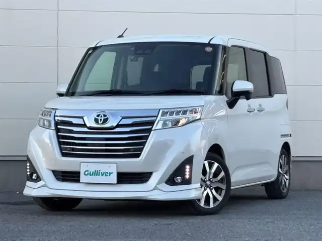 トヨタ ルーミー カスタムG－T 茨城県 2019(平31)年 3.8万km パールホワイトⅢ 純正ナビ/　(AM/FM/CD/Bluetooth/フルセグ)/バックカメラ/フロントリップエアロ/前方ドライブレコーダー/クルーズコントロール/両側パワースライドドア/ビルトインETC2.0/LEDヘッドライト/シートヒーター/前後コーナーセンサー/純正アルミホイール/スタッドレスタイヤ付属/オートライト/パワーステアリング