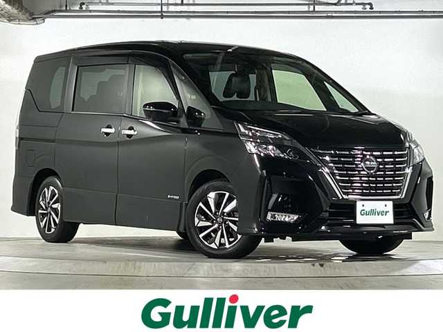 日産 セレナ ハイウェイスター V 広島県 2022(令4)年 4.5万km ダイヤモンドブラック 禁煙/セーフティパックA/防水シート車/エマージェンシーブレーキ/車線逸脱警報/ハイビームアシスト/道路標識認識/BSW/プロパイロット/インテリジェントルームミラー/純正１０型ナビ/・フルセグ/CD/DVD/Blu-ray/SD/REC/Bluetooth/アラウンドビューモニター/純正フリップダウンモニター/革巻ステアリング/ステアリングスイッチ/オートライト/スマートキー/プッシュスタート/スペアキー/電動パーキングブレーキ/オートホールド/LEDヘッドライト/フォグランプ/ドライブレコーダー（DH5-D）/ETC/純正フロアマット/純正ドアバイザー/アイドリングストップ/オートデュアルエアコン、リヤヒーターダクト/純正１６インチアルミホイール