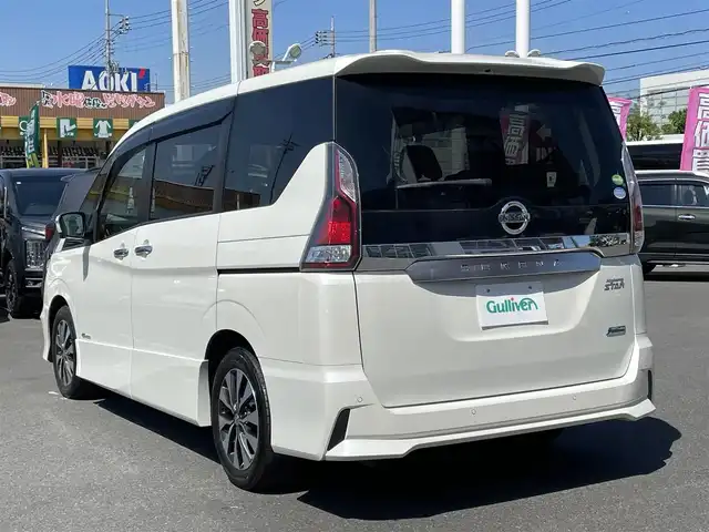 日産 セレナ ハイウェイスター Vセレクション 群馬県 2018(平30)年 4.9万km ブリリアントホワイトパール ワンオーナー車/純正9インチナビ/フルセグテレビ/バックカメラ/アラウンドビューモニター/アイドリングストップ/クルーズコントロール/ドアバイザー/プッシュスタート/両側パワースライドドア/ビルトインETC/オートライト/衝突被害軽減装置/前後コーナーセンサー/横滑り防止装置/前方ドライブレコーダー